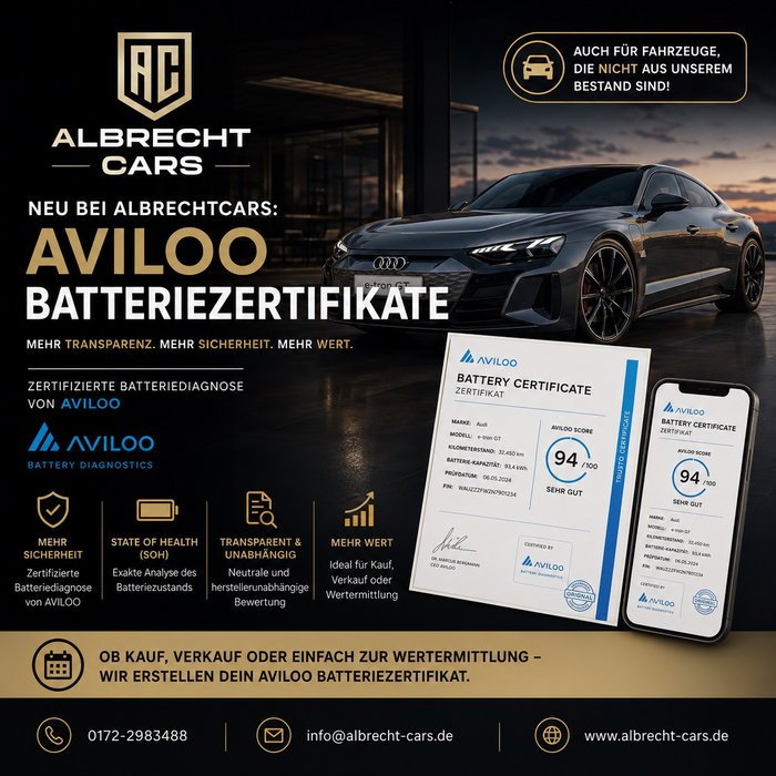 Neu bei AlbrechtCars: AVILOO Batteriezertifikate für Elektrofahrzeuge Mehr Transparenz…